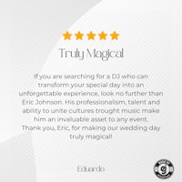 a star with the words, truly magical if you are searching for a dj who transforms your special day